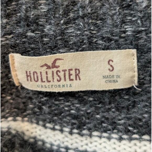 Hollister Gray Aztec Sweater Size S Open Front Cardigan Tassels Southwestern - Picture 7 of 9